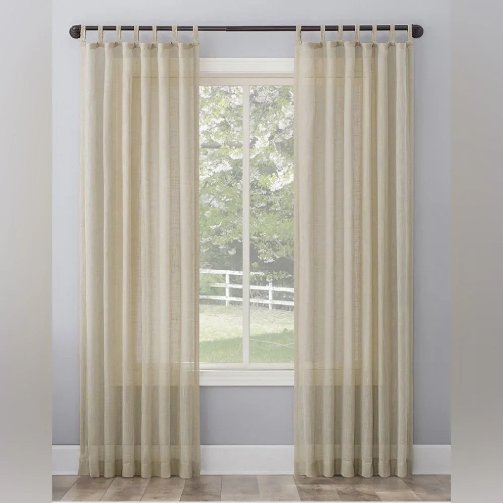 No 918 Ceri Linen Semi-Sheer Light Filtering Texture Tab Top Curtain 84”x50” New